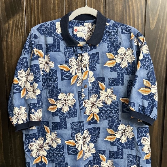 Vintage Paradise Hibiscus PulloverGenuine Hawaiian Shirt-Forever Hawaii Size: Lg - Picture 9 of 9